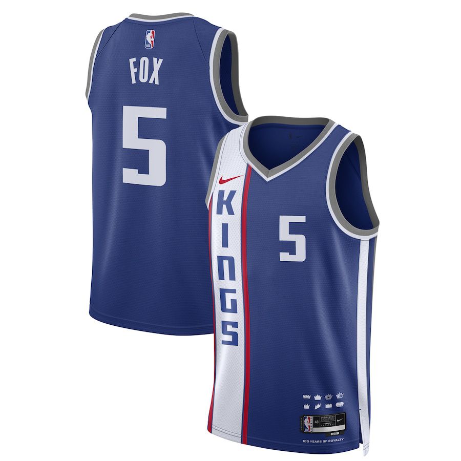 Men Sacramento Kings #5 De Aaron Fox Nike Blue City Edition 2023-24 Swingman NBA Jersey->sacramento kings->NBA Jersey